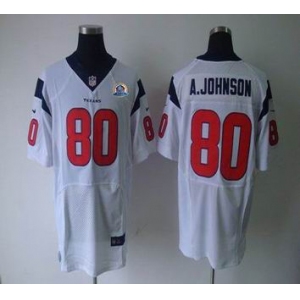 nike nfl jerseys houston texans #80 a.johnson white[Elite 50th Patch]