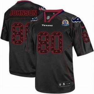 nike nfl jerseys houston texans #80 johnson black[Elite united sideline 50th Patch]