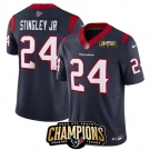 Men Houston Texans #24 Derek Stingley Jr Navy 2023 F U S E AFC South Champions Patch Vapor Untouchable Limited Stitched Football Jersey