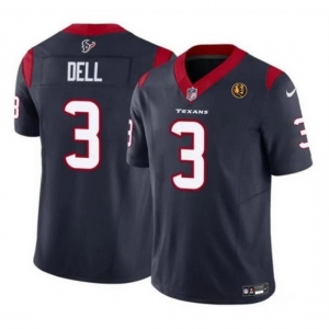 Men Houston Texans #3 Tank Dell Navy 2023 F U S E With John Madden Patch Vapor Limited Stitched Football Jersey