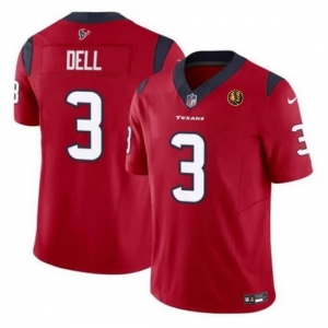 Men Houston Texans #3 Tank Dell Red 2023 F U S E With John Madden Patch Vapor Limited Stitched Football Jersey