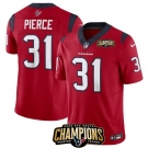 Men Houston Texans #31 Dameon Pierce Red 2023 F U S E AFC South Champions Patch Vapor Untouchable Limited Stitched Football Jersey