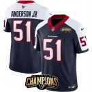 Men Houston Texans #51 Will Anderson Jr Navy White 2023 F U S E AFC South Champions Patch Limited Stitched Football Jersey