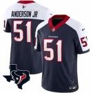 Men Houston Texans #51 Will Anderson Jr White Navy 2023 F U S E Vapor Untouchable Limited Stitched Football Jersey