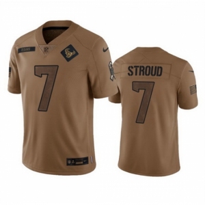 Men Houston Texans #7 C J Stroud 2023 Brown Salute To Service Limited Stitched Jersey