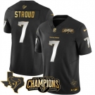 Men Houston Texans #7 C J Stroud Black Golden 2023 F U S E With AFC South Champions Patch And Team Logo Patch Limited Stitched Football Jersey