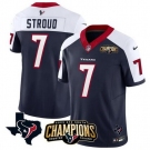 Men Houston Texans #7 C J Stroud Navy White 2023 F U S E AFC South Champions Patch And Team Logo Patch Vapor Untouchable Limited Stitched Football Jersey