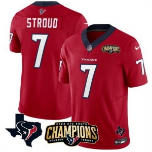 Men Houston Texans #7 C J Stroud Red 2023 F U S E AFC South Champions Patch And Team Logo Patch Vapor Untouchable Limited Stitched Football Jersey