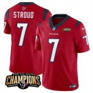 Men Houston Texans #7 C J Stroud Red 2023 F U S E AFC South Champions Patch Vapor Untouchable Limited Stitched Football Jersey