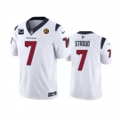 Men Houston Texans #7 C J Stroud White 2023 F U S E With 1 Star C Patch John Madden Patch Vapor Limited Stitched Football Jersey