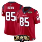 Men Houston Texans #85 Noah Brown Red 2023 F U S E AFC South Champions Patch Vapor Untouchable Limited Stitched Football Jersey