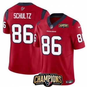 Men Houston Texans #86 Dalton Schultz Red 2023 F U S E AFC South Champions Patch Vapor Untouchable Limited Stitched Football Jersey