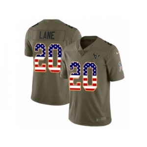 Men Nike Houston Texans #20 Jeremy Lane Limited Olive USA Flag 2017 Salute to Service NFL Jersey