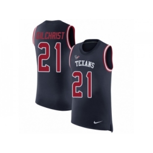 Men Nike Houston Texans #21 Marcus Gilchrist Navy Blue Rush Player Name & Number Tank Top NFL Jersey