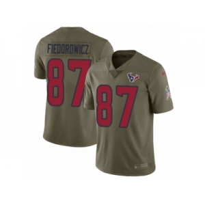 Men Nike Houston Texans #87 C.J. Fiedorowicz Limited Olive 2017 Salute to Service NFL Jersey