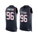 Men Nike Houston Texans #96 Kendall Langford Limited Navy Blue Player Name & Number Tank Top NFL Jersey