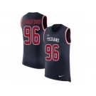 Men Nike Houston Texans #96 Kendall Langford Navy Blue Rush Player Name & Number Tank Top NFL Jersey