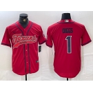 Men's Houston Texans #1 Stefon Diggs Red With Patch Cool Base Stitched Baseball Jersey