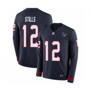 Men's Houston Texans #12 Kenny Stills Limited Navy Blue Therma Long Sleeve Football Jersey