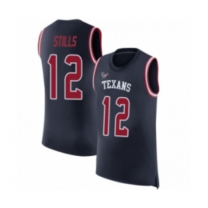 Men's Houston Texans #12 Kenny Stills Navy Blue Rush Player Name & Number Tank Top Football Jersey