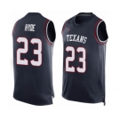 Men's Houston Texans #23 Carlos Hyde Limited Navy Blue Player Name & Number Tank Top Football Jersey