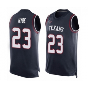 Men's Houston Texans #23 Carlos Hyde Limited Navy Blue Player Name & Number Tank Top Football Jersey