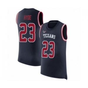 Men's Houston Texans #23 Carlos Hyde Navy Blue Rush Player Name & Number Tank Top Football Jersey