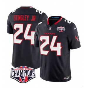 Men's Houston Texans #24 Derek Stingley Jr. Navy F.U.S.E. 2024 AFC South Division Champions Vapor Limited Stitched Football Jersey