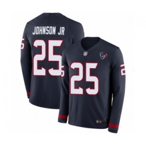 Men's Houston Texans #25 Duke Johnson Jr Limited Navy Blue Therma Long Sleeve Football Jersey