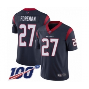 Men's Houston Texans #27 D'Onta Foreman Navy Blue Team Color Vapor Untouchable Limited Player 100th Season Football Jersey