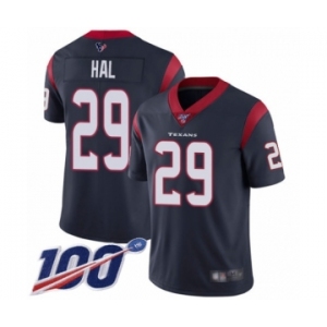 Men's Houston Texans #29 Andre Hal Navy Blue Team Color Vapor Untouchable Limited Player 100th Season Football Jersey