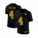 Men's Houston Texans #4 Deshaun Watson Black Leopard Print Fashion Vapor Limited Football Jersey