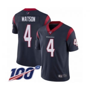 Men's Houston Texans #4 Deshaun Watson Navy Blue Team Color Vapor Untouchable Limited Player 100th Season Football Jersey