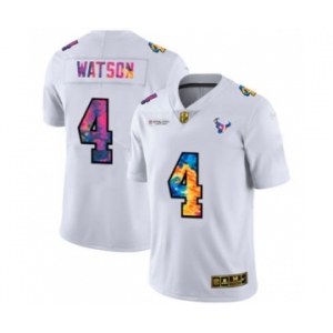 Men's Houston Texans #4 Deshaun Watson White Multi-Color 2020 Football Crucial Catch Limited Football Jersey