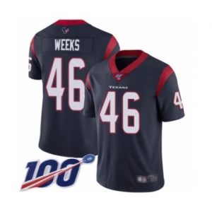 Men's Houston Texans #46 Jon Weeks Navy Blue Team Color Vapor Untouchable Limited Player 100th Season Football Jersey