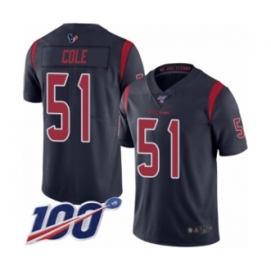 Men's Houston Texans #51 Dylan Cole Limited Navy Blue Rush Vapor Untouchable 100th Season Football Jersey