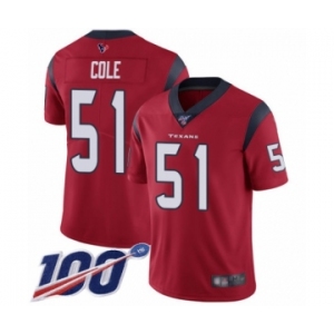 Men's Houston Texans #51 Dylan Cole Red Alternate Vapor Untouchable Limited Player 100th Season Football Jersey
