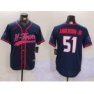 Men's Houston Texans #51 Will Anderson Jr. Navy With Patch Cool Base Stitched Baseball Jerseys