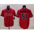 Men's Houston Texans #51 Will Anderson Jr Red With Patch Cool Base Stitched Baseball Jersey