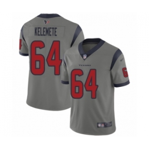 Men's Houston Texans #64 Senio Kelemete Limited Gray Inverted Legend Football Jersey