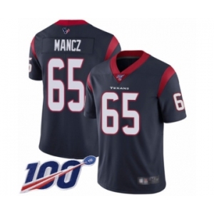 Men's Houston Texans #65 Greg Mancz Navy Blue Team Color Vapor Untouchable Limited Player 100th Season Football Jersey