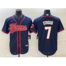 Men's Houston Texans #7 CJ Stroud Navy With Patch Cool Base Stitched Baseball Jersey