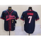 Men's Houston Texans #7 C.J. Stroud Navy With Patch Cool Base Stitched Baseball Jerseys