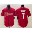 Men's Houston Texans #7 CJ Stroud Red With Patch Cool Base Stitched Baseball Jersey