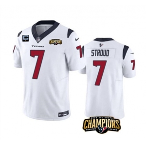 Men's Houston Texans #7 C.J. Stroud White 2023 F.U.S.E. AFC South Champions Patch And 1-Star C Patch Vapor Untouchable Limited Football Stitched Jersey