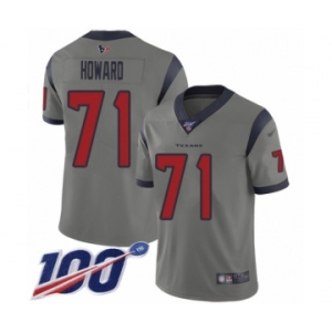 Men's Houston Texans #71 Tytus Howard Limited Gray Inverted Legend 100th Season Football Jersey