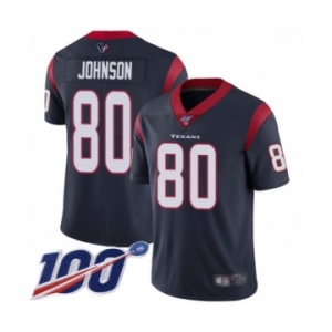 Men's Houston Texans #80 Andre Johnson Navy Blue Team Color Vapor Untouchable Limited Player 100th Season Football Jersey