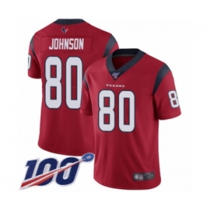 Men's Houston Texans #80 Andre Johnson Red Alternate Vapor Untouchable Limited Player 100th Season Football Jersey