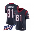 Men's Houston Texans #81 Kahale Warring Navy Blue Team Color Vapor Untouchable Limited Player 100th Season Football Jersey