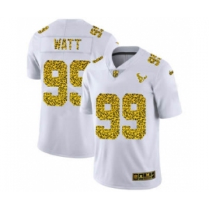 Men's Houston Texans #99 J.J. Watt Flocked Leopard Print Vapor Limited Football Jersey White